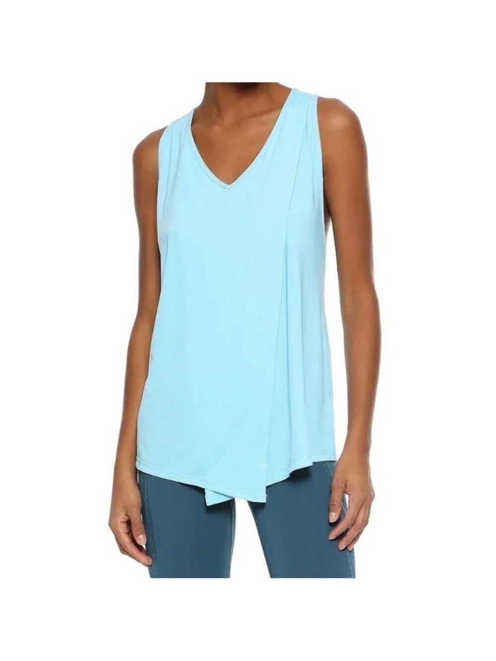 Iris & Ink Crystal Blue Layered Stretch Jersey Tank